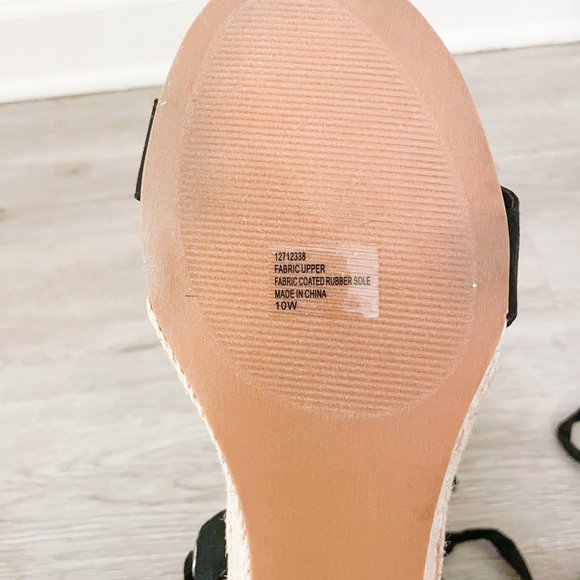 Torrid Black Faux Suede Ankle Wrap Espadrille Demi Wedge - Picture 7 of 9